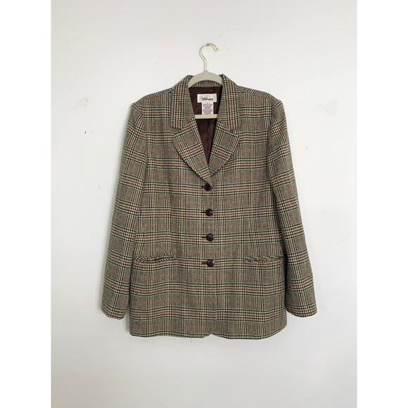Vintage Worthington Houndstooth Plaid Blazer Womens Size 12 Gingham Academia - Picture 2 of 8
